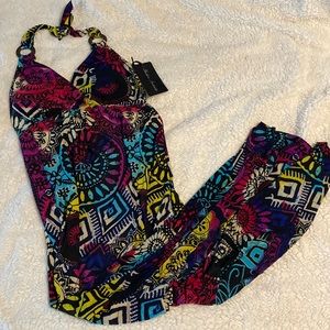 Fashion Instincts | Vibrant Maxi Halter Dress, NWT, M